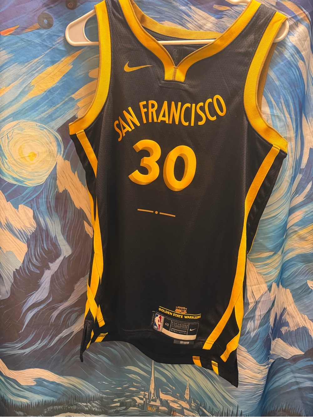 Nike San Francisco Black and Yellow #30 Basketball Jersey NWT